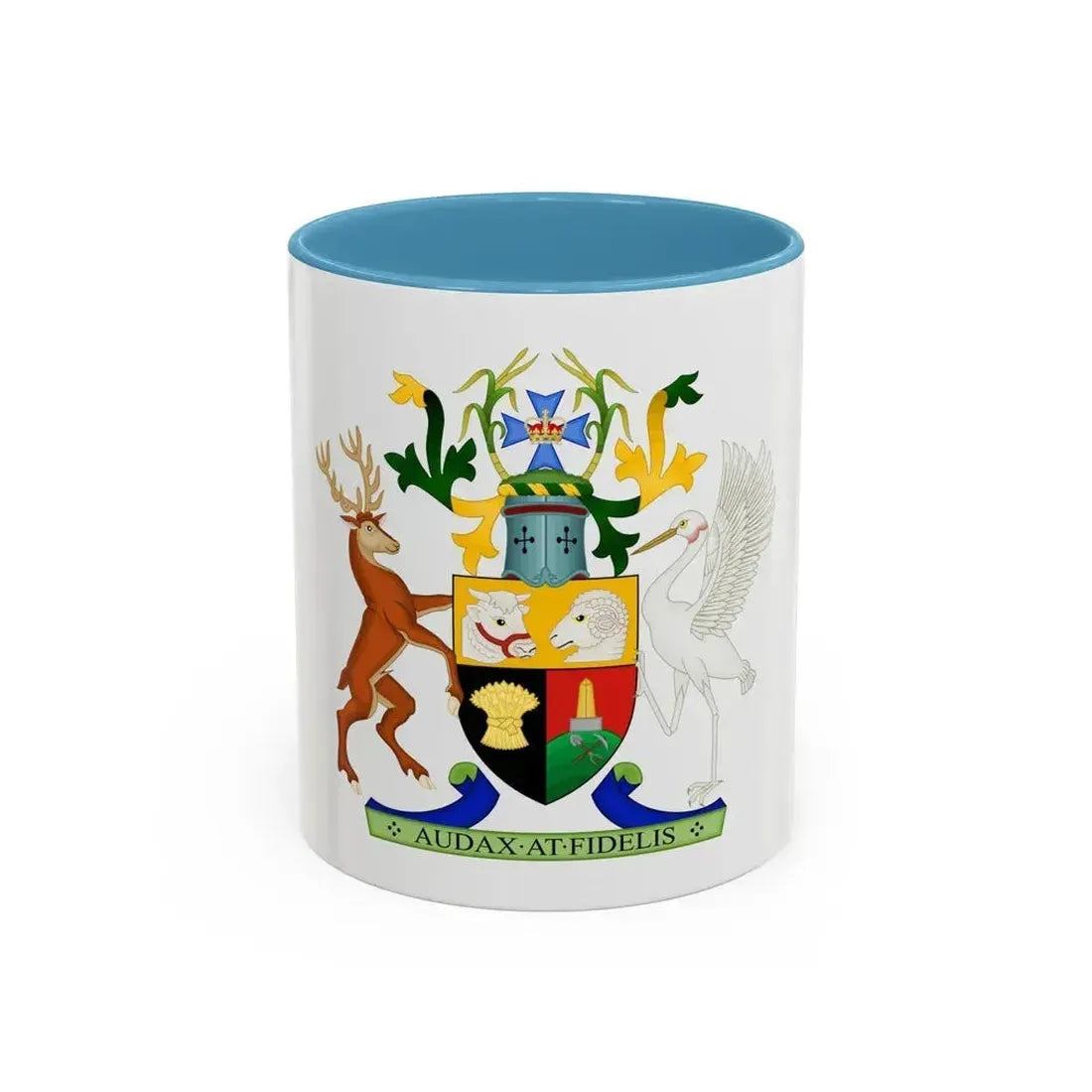 Coat of Arms of Queensland - Accent Coffee Mug 11oz Light Blue - Go Mug Yourself