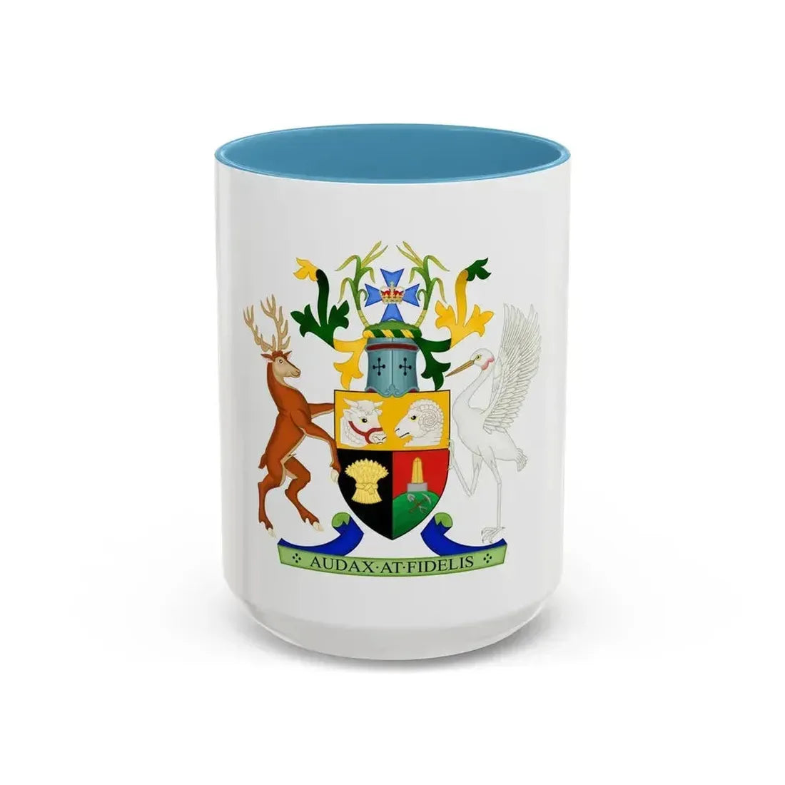 Coat of Arms of Queensland - Accent Coffee Mug 15oz Light Blue - Go Mug Yourself
