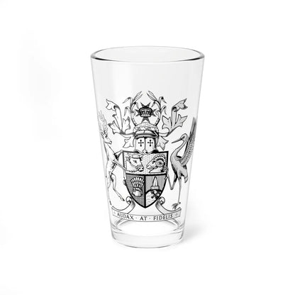 Coat of arms of Queensland BW (Australia) (Coat of Arms) Pint Glass 16oz 16oz - Go Mug Yourself