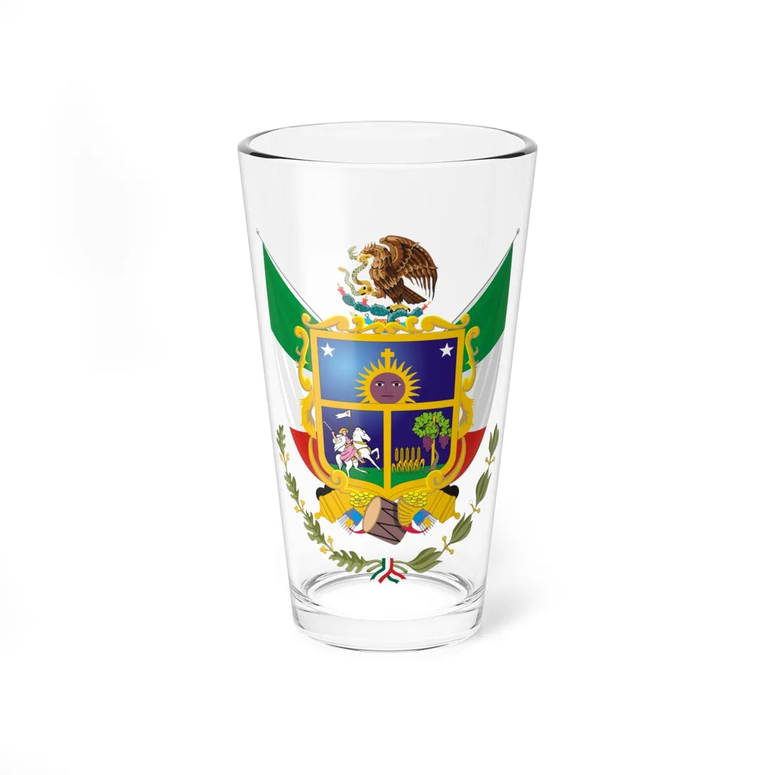 Coat of arms of Queretaro (Mexico) (Coat of Arms) Pint Glass 16oz 16oz - Go Mug Yourself