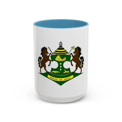 Coat of arms of QwaQwa - Accent Coffee Mug 15oz Light Blue - Go Mug Yourself