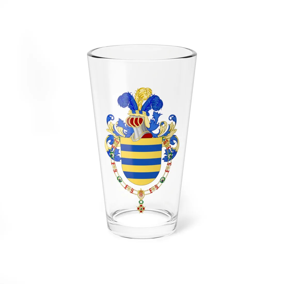 Coat of Arms of Rafael Hipólito Mejía Domínguez Order of Isabella the Catholic (Spain) (Coat of Arms) Pint Glass 16oz 16oz - Go Mug Yourself