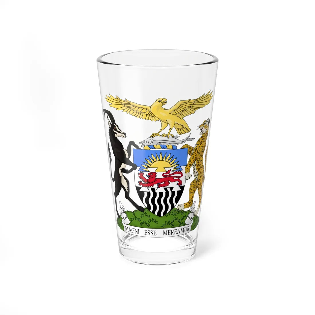Coat of arms of Rhodesia and Nyasaland 1953-1963 (Zambia) (Coat of Arms) Pint Glass 16oz 16oz - Go Mug Yourself