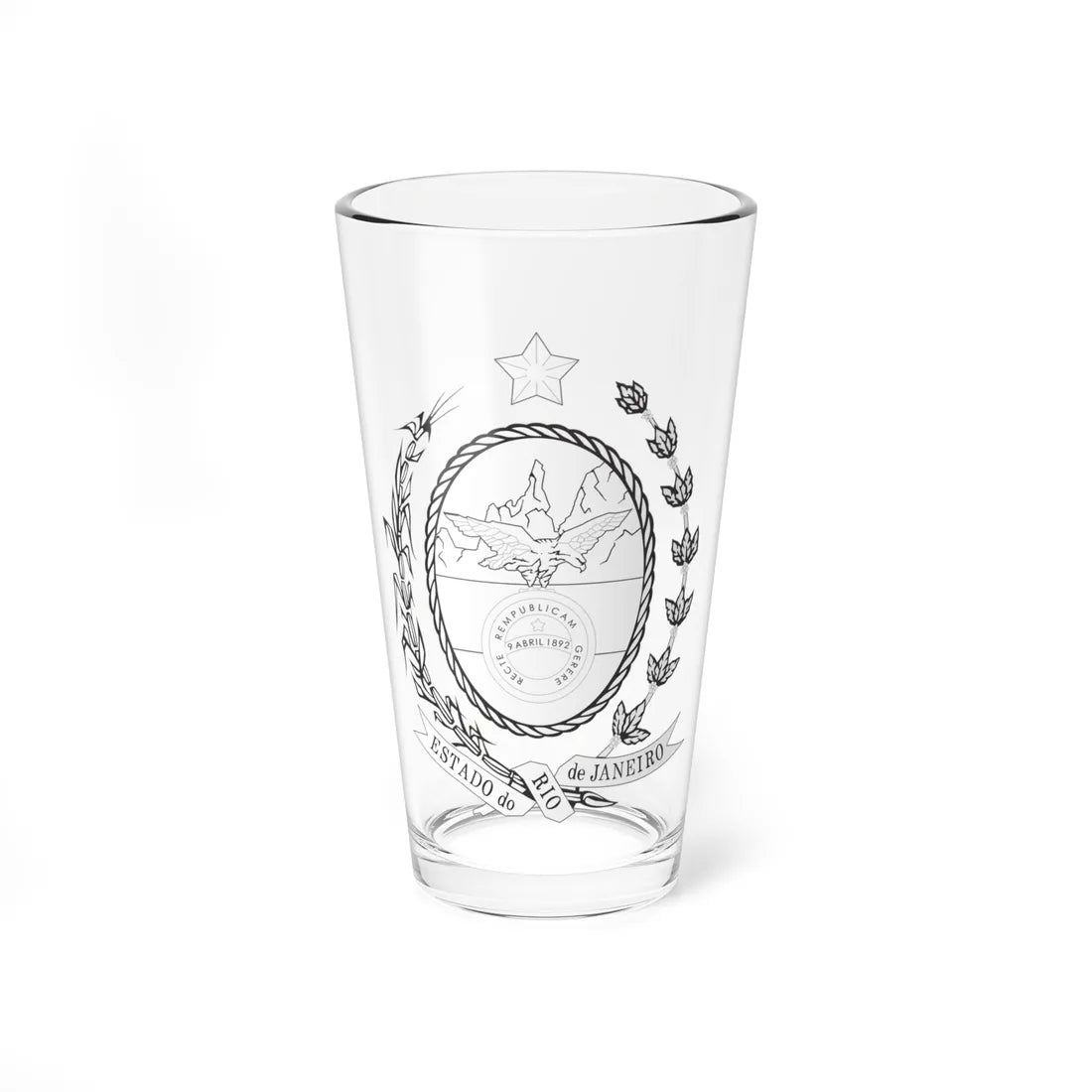 Coat of arms of Rio de Janeiro state - black (Brazil) (Coat of Arms) Pint Glass 16oz 16oz - Go Mug Yourself