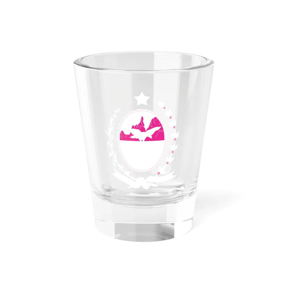 Coat of arms of Rio de Janeiro state - magenta (Brazil) (Coat of Arms) Shot Glass 1.5oz 1.5oz - Go Mug Yourself