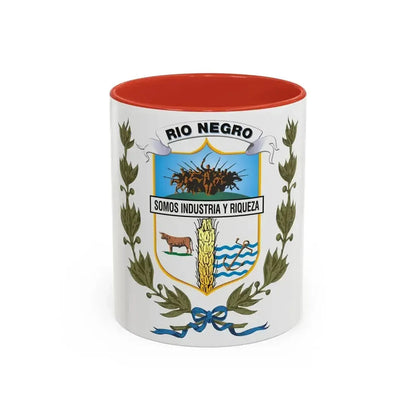 Coat of arms of Rio Negro Department - Accent Coffee Mug 11oz Red - Go Mug Yourself