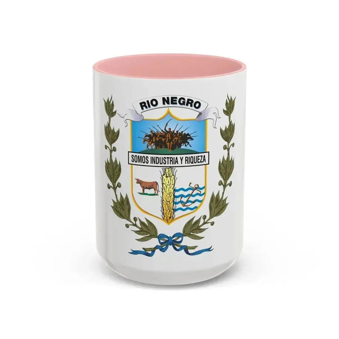 Coat of arms of Rio Negro Department - Accent Coffee Mug 15oz Pink - Go Mug Yourself