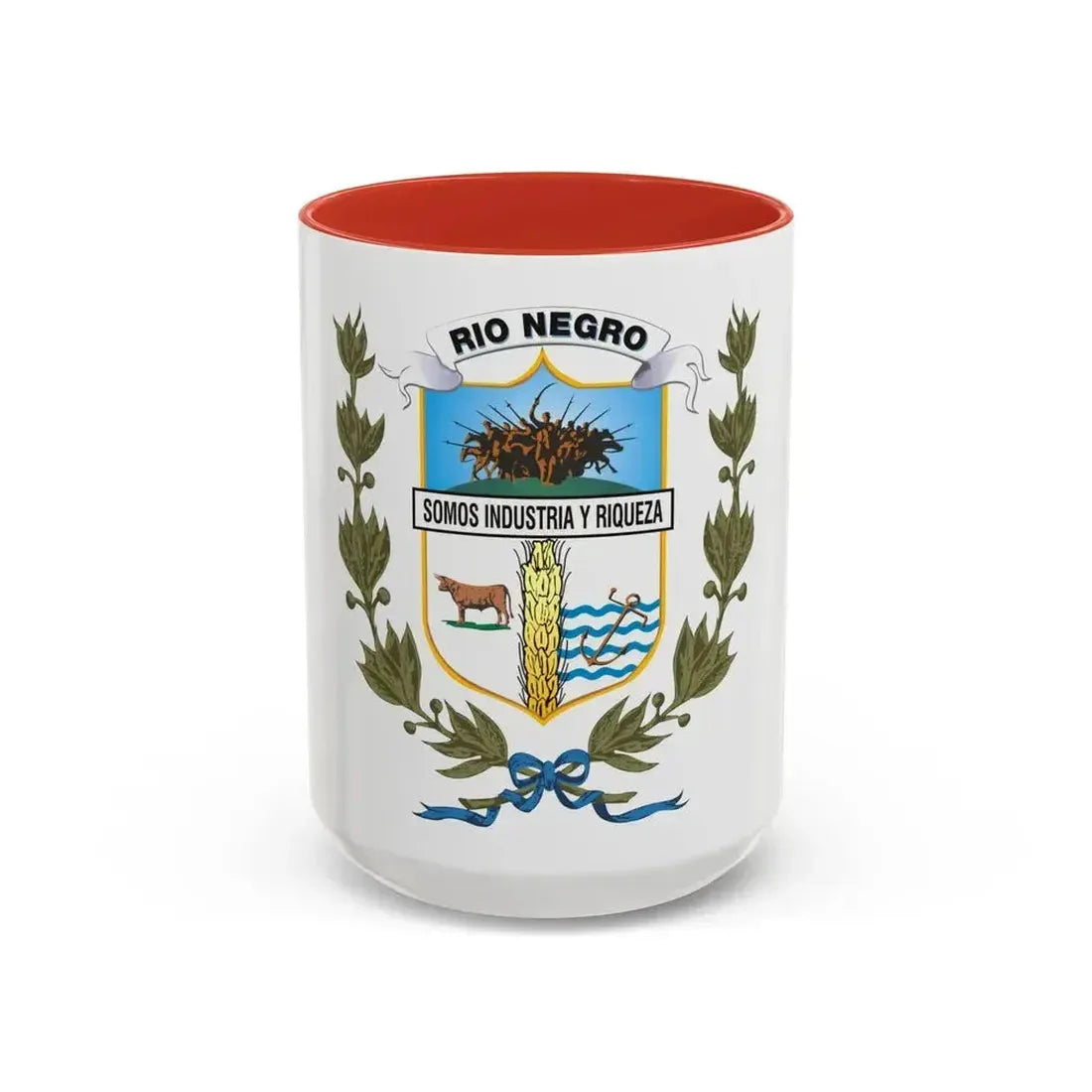 Coat of arms of Rio Negro Department - Accent Coffee Mug 15oz Red - Go Mug Yourself