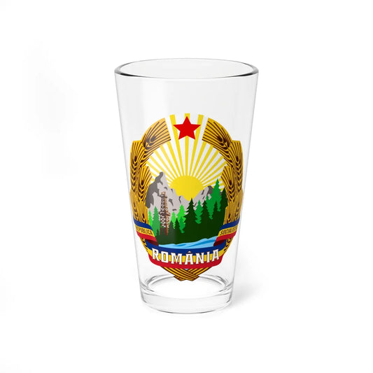Coat of arms of Romania 1965-1989 (Oman) (Coat of Arms) Pint Glass 16oz 16oz - Go Mug Yourself