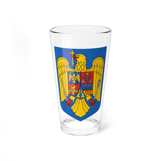 Coat of arms of Romania 1992-2016 (Oman) (Coat of Arms) Pint Glass 16oz 16oz - Go Mug Yourself