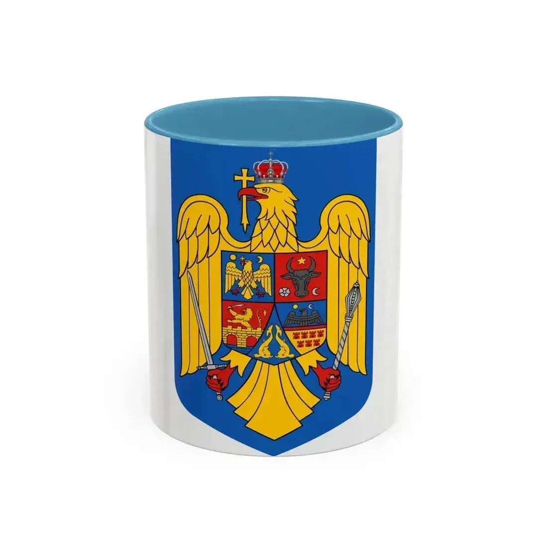 Coat of arms of Romania - Accent Coffee Mug 11oz Light Blue - Go Mug Yourself