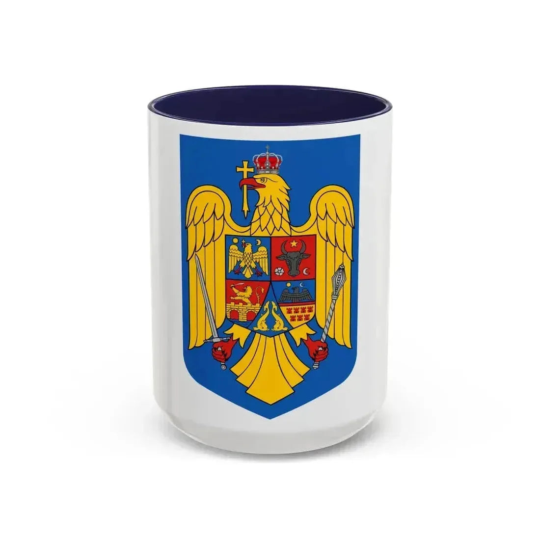Coat of arms of Romania - Accent Coffee Mug 15oz Navy - Go Mug Yourself