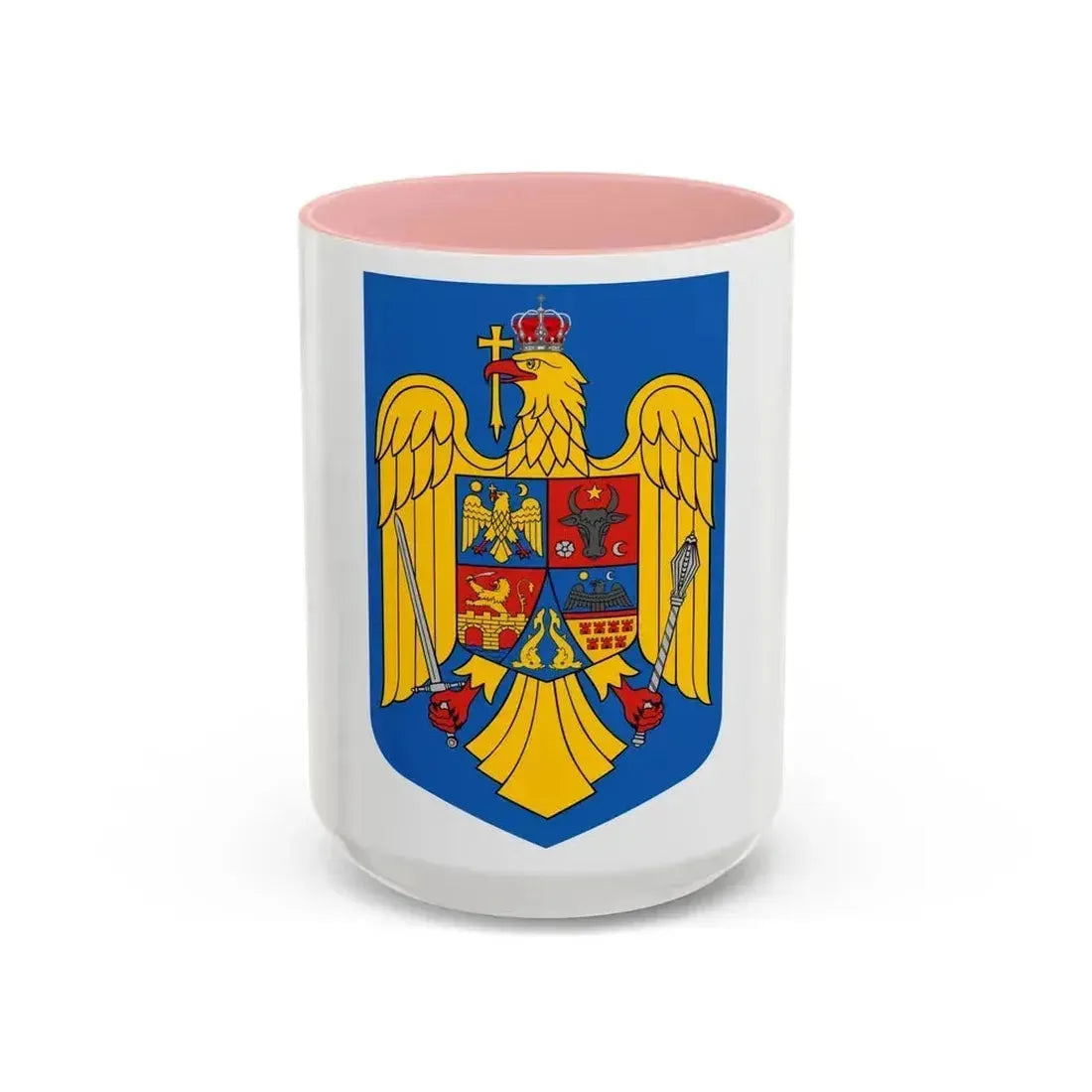 Coat of arms of Romania - Accent Coffee Mug 15oz Pink - Go Mug Yourself