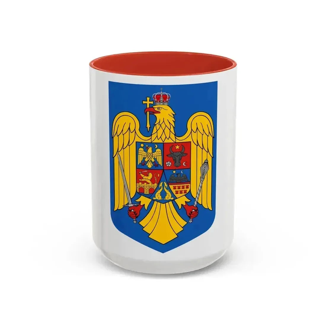 Coat of arms of Romania - Accent Coffee Mug 15oz Red - Go Mug Yourself