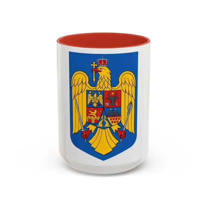 Coat of arms of Romania - Accent Coffee Mug 15oz Red - Go Mug Yourself