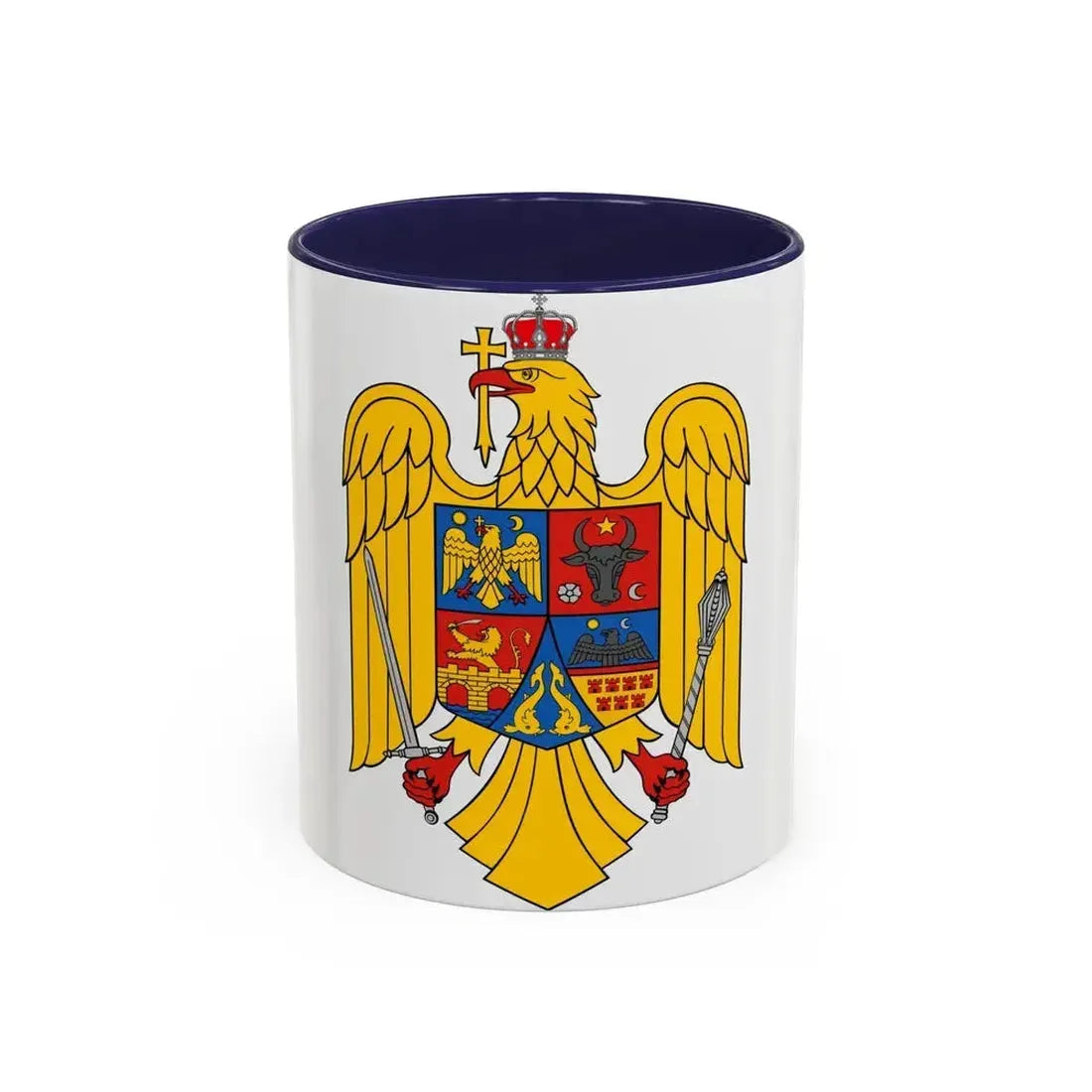 Coat of arms of Romania Eagle - Accent Coffee Mug 11oz Navy - Go Mug Yourself
