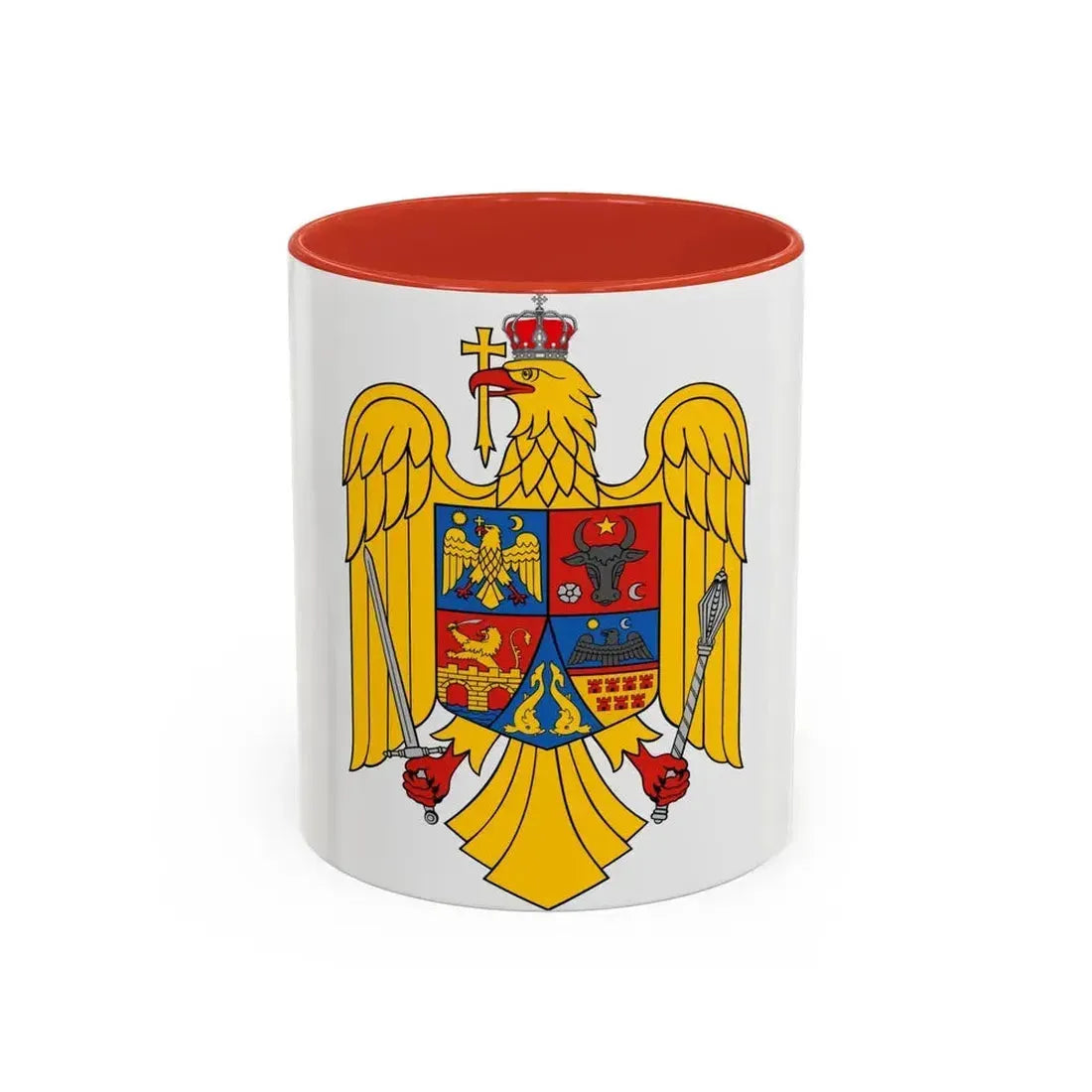 Coat of arms of Romania Eagle - Accent Coffee Mug 11oz Red - Go Mug Yourself