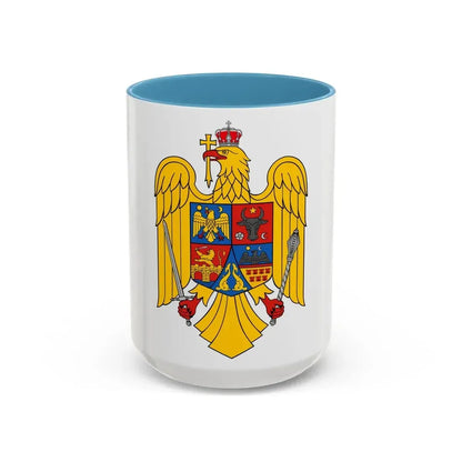 Coat of arms of Romania Eagle - Accent Coffee Mug 15oz Light Blue - Go Mug Yourself