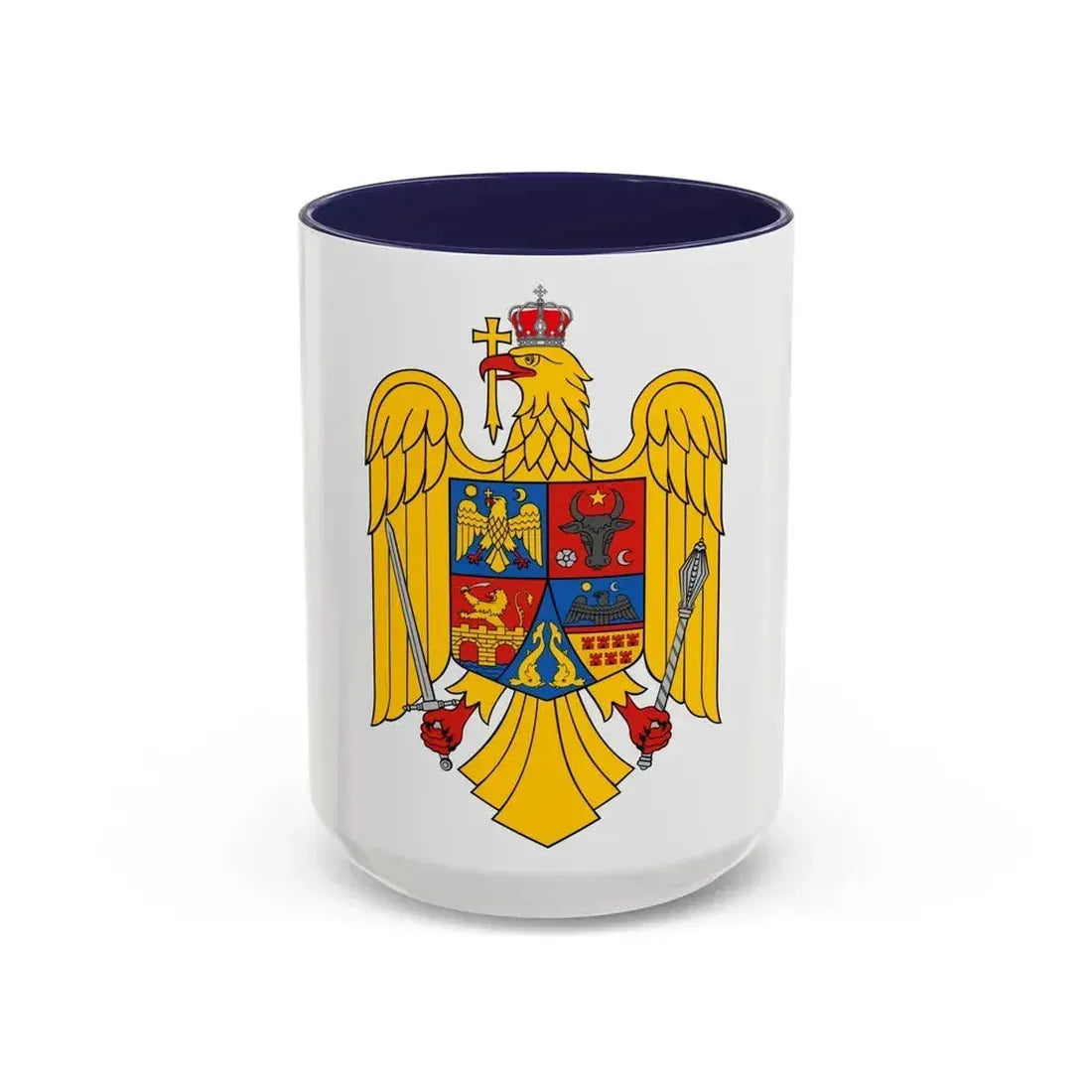 Coat of arms of Romania Eagle - Accent Coffee Mug 15oz Navy - Go Mug Yourself