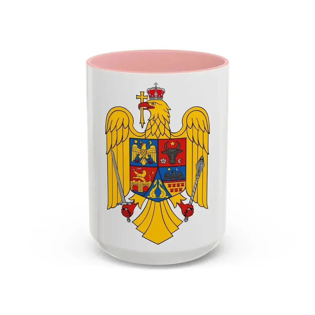 Coat of arms of Romania Eagle - Accent Coffee Mug 15oz Pink - Go Mug Yourself