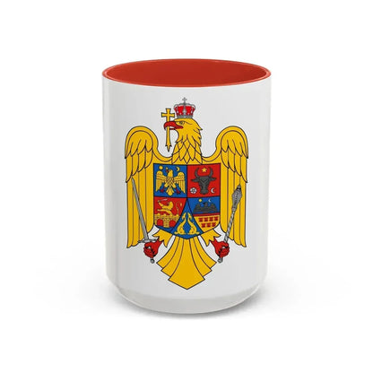 Coat of arms of Romania Eagle - Accent Coffee Mug 15oz Red - Go Mug Yourself