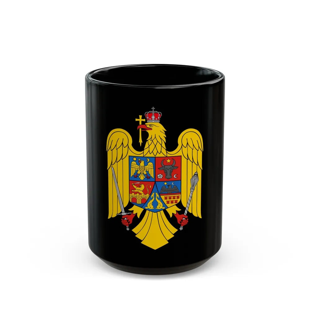 Coat of arms of Romania Eagle - Black Coffee Mug-15oz-Go Mug Yourself