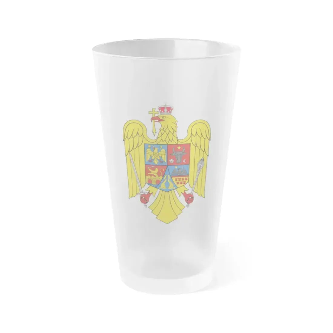 Coat of arms of Romania Eagle - Frosted Pint Glass 16oz 16oz Frosted - Go Mug Yourself