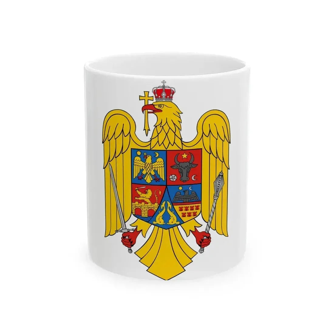 Coat of arms of Romania Eagle - White Coffee Mug 11oz - Go Mug Yourself