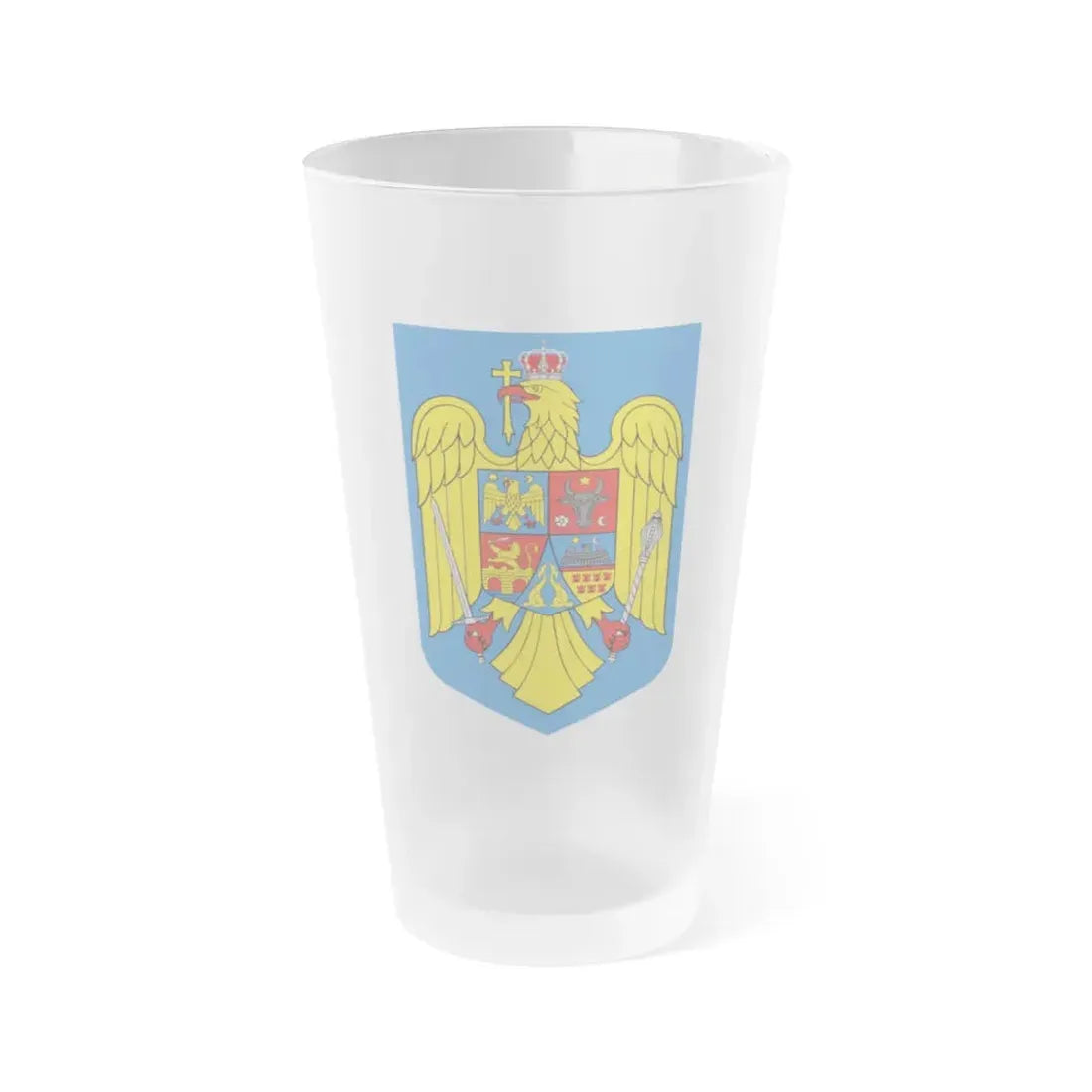 Coat of arms of Romania - Frosted Pint Glass 16oz Default Title - Go Mug Yourself