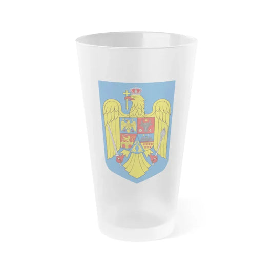 Coat of arms of Romania - Frosted Pint Glass 16oz Default Title - Go Mug Yourself