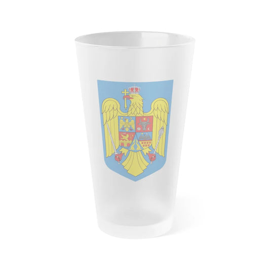 Coat of arms of Romania - Frosted Pint Glass 16oz-Go Mug Yourself