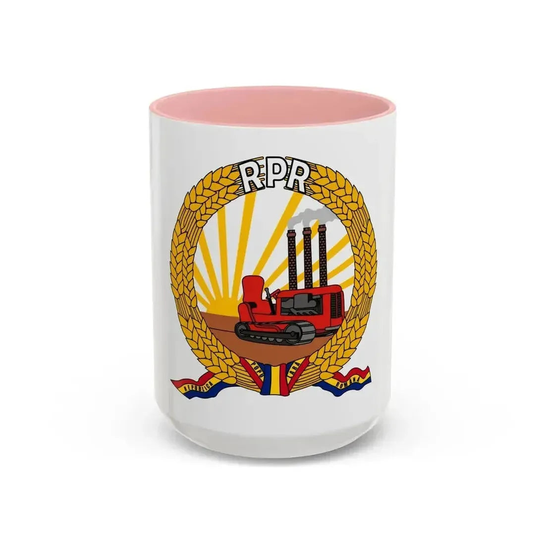 Coat of arms of Romania (January-March 1948) - Accent Coffee Mug 15oz Pink - Go Mug Yourself