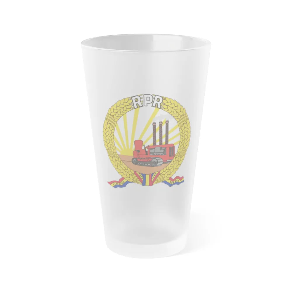 Coat of arms of Romania (January-March 1948) - Frosted Pint Glass 16oz-16oz-Frosted-Go Mug Yourself