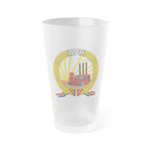 Coat of arms of Romania (January-March 1948) - Frosted Pint Glass 16oz-16oz-Frosted-Go Mug Yourself