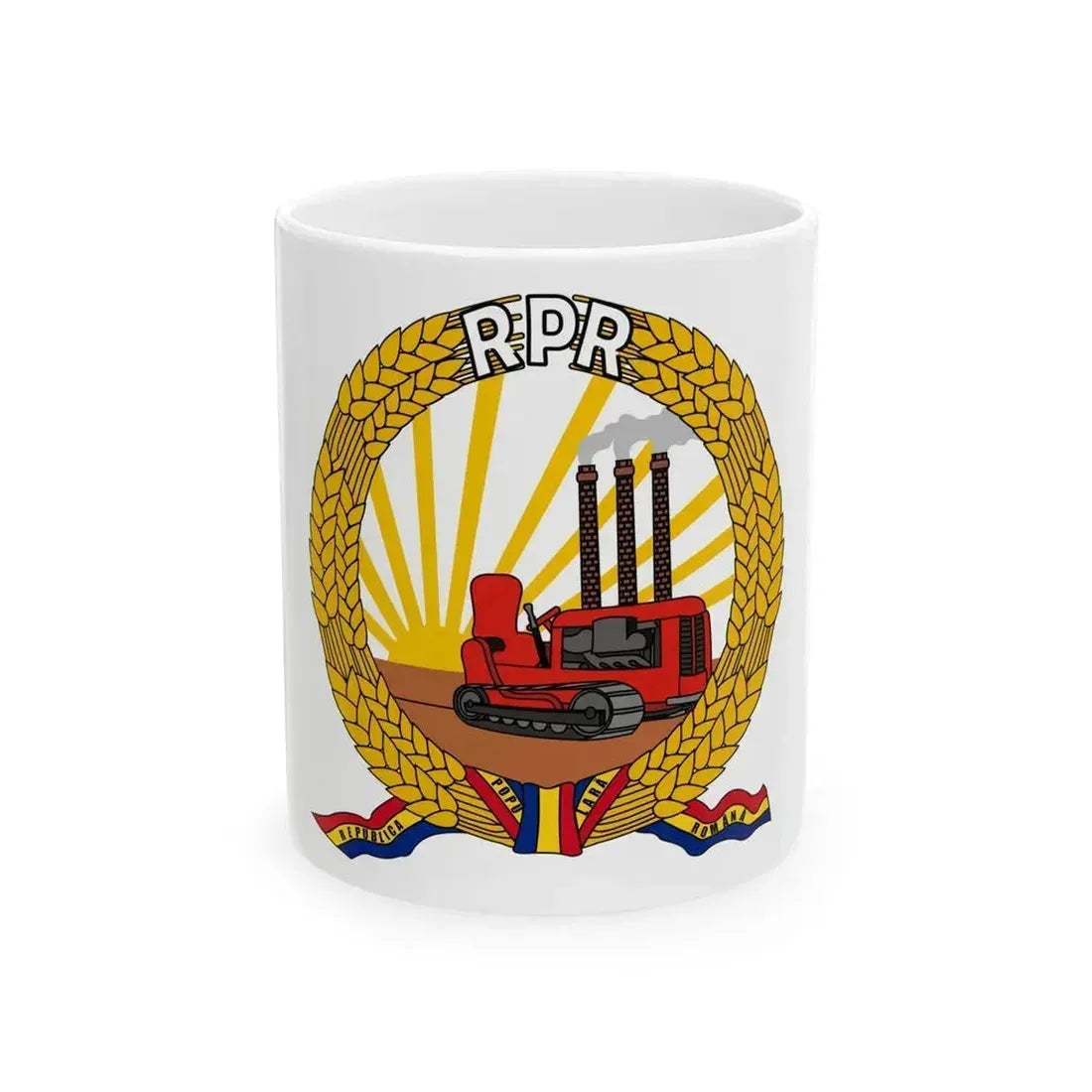 Coat of arms of Romania (January-March 1948) - White Coffee Mug 11oz - Go Mug Yourself