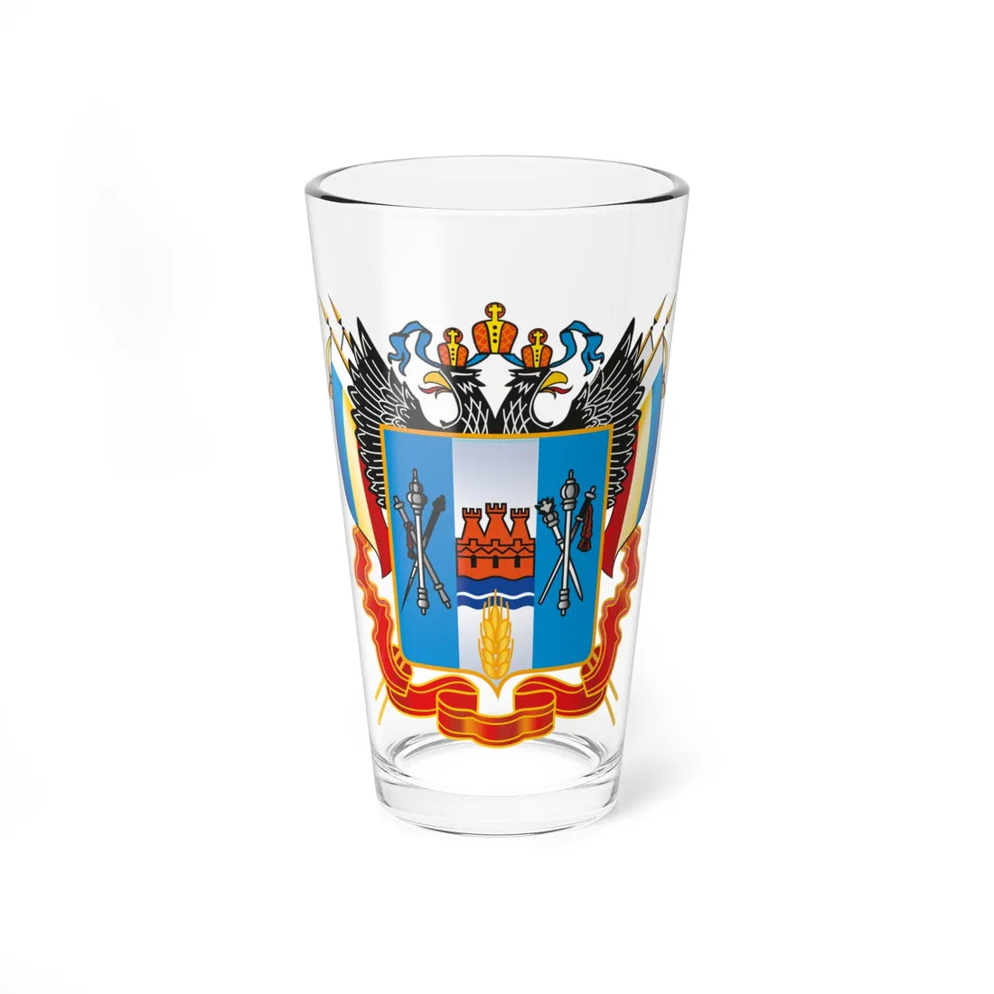 Coat of arms of Rostov Oblast (Russia) (Coat of Arms) Pint Glass 16oz 16oz - Go Mug Yourself