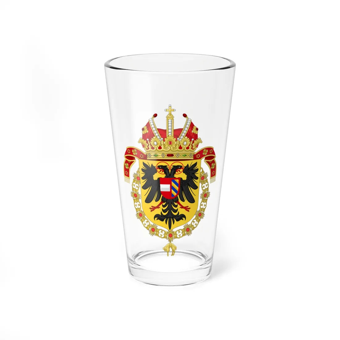 Coat of Arms of Rudolf II Matthias and Ferdinand II Holy Roman Emperors-Or shield variant (Austria) (Coat of Arms) Pint Glass 16oz 16oz - Go Mug Yourself