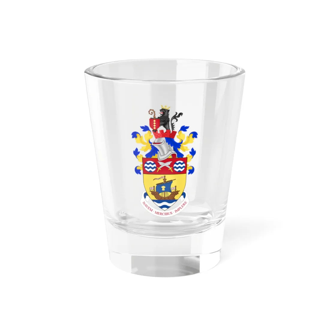 Coat of arms of Runcorn Urban District Council (England) (Coat of Arms) Shot Glass 1.5oz 1.5oz - Go Mug Yourself