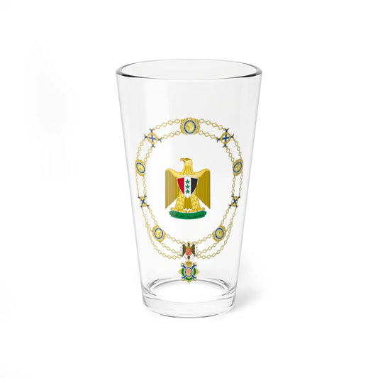 Coat of Arms of Sadam Husein Spanish Order of the Civil Merit (Iraq) (Coat of Arms) Pint Glass 16oz 16oz - Go Mug Yourself