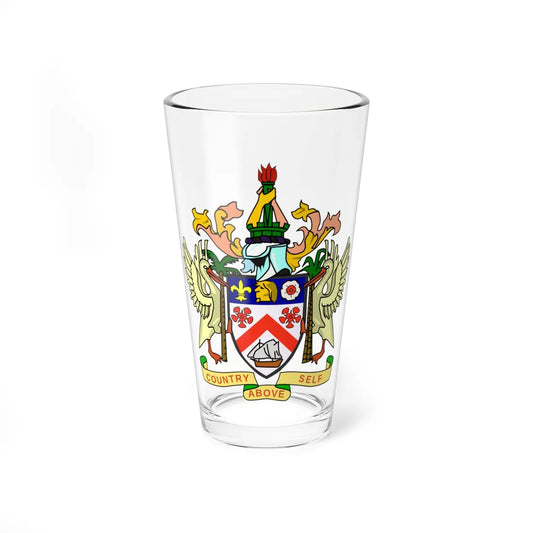 Coat of arms of Saint Kitts and Nevis 1983 alt colors (Saint Kitts and Nevis) (Coat of Arms) Pint Glass 16oz 16oz - Go Mug Yourself