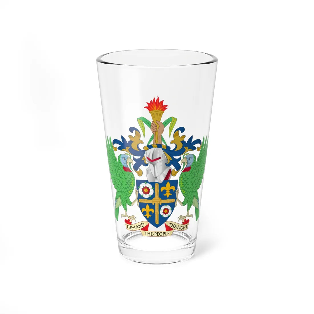 Coat of arms of Saint Lucia rendition (Saint Lucia) (Coat of Arms) Pint Glass 16oz 16oz - Go Mug Yourself