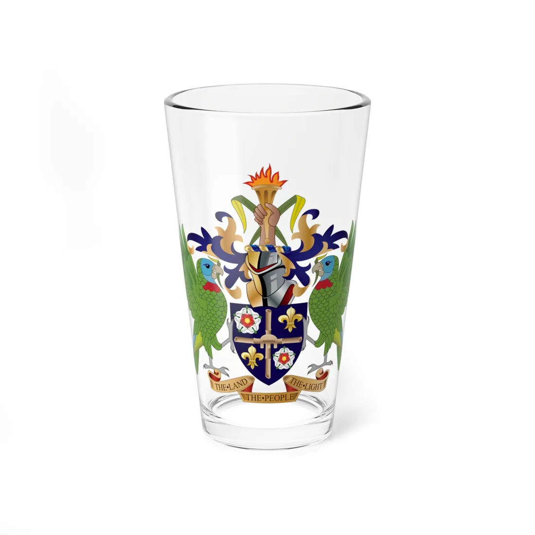 Coat of arms of Saint Lucia (Saint Lucia) (Coat of Arms) Pint Glass 16oz 16oz - Go Mug Yourself