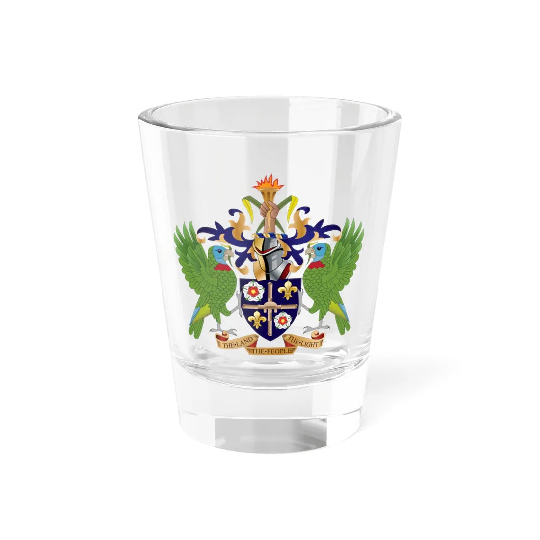 Coat of arms of Saint Lucia (Saint Lucia) (Coat of Arms) Shot Glass 1.5oz 1.5oz - Go Mug Yourself
