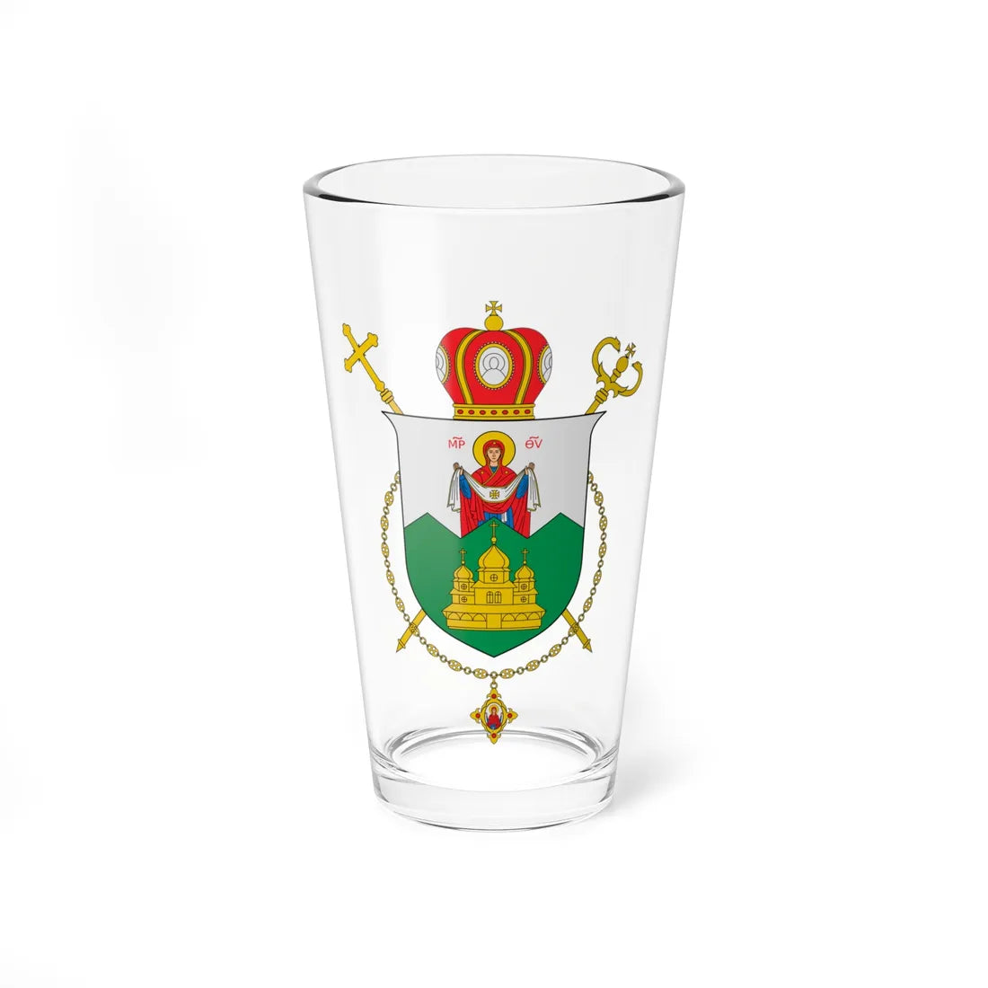 Coat of arms of SambirDrohobych UGCC (Ukraine) (Coat of Arms) Pint Glass 16oz 16oz - Go Mug Yourself