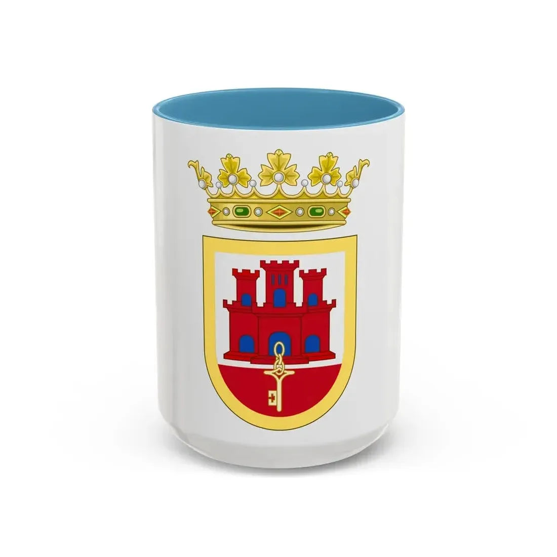 Coat of Arms of San Roque - Accent Coffee Mug 15oz Light Blue - Go Mug Yourself