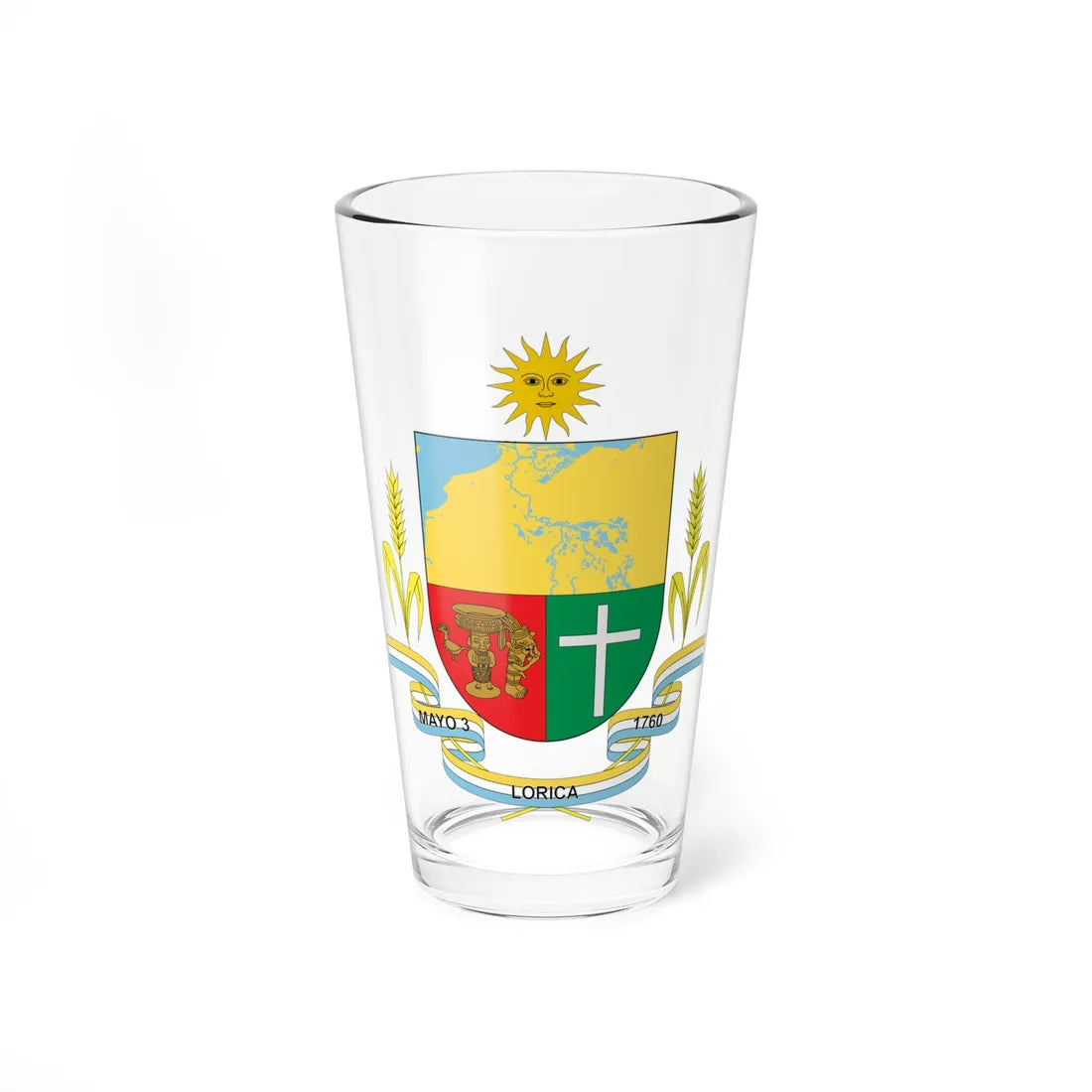 Coat of arms of Santa Cruz de Lorica (Colombia) (Coat of Arms) Pint Glass 16oz 16oz - Go Mug Yourself