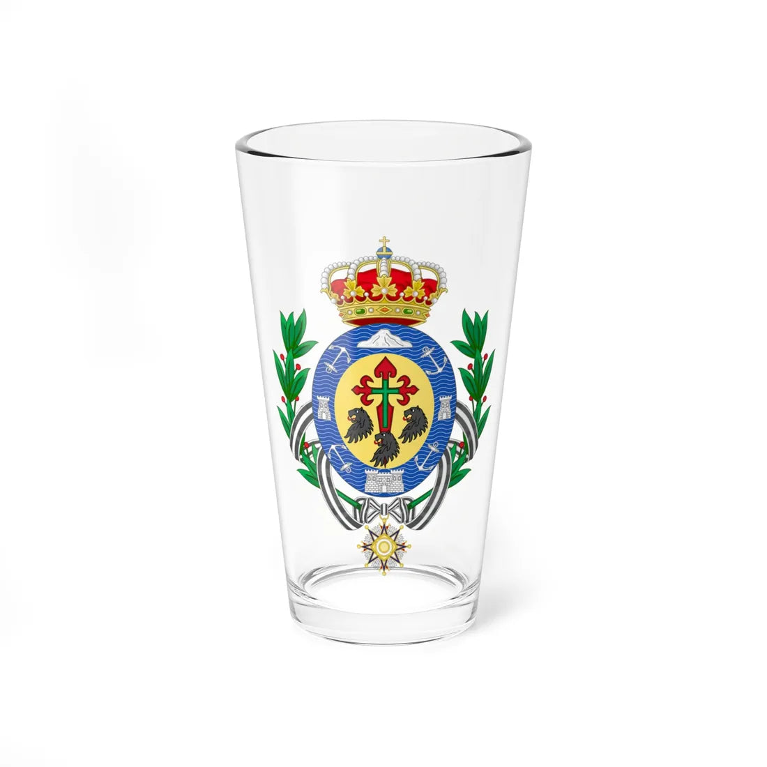 Coat of Arms of Santa Cruz de Tenerife (Spain) (Coat of Arms) Pint Glass 16oz 16oz - Go Mug Yourself