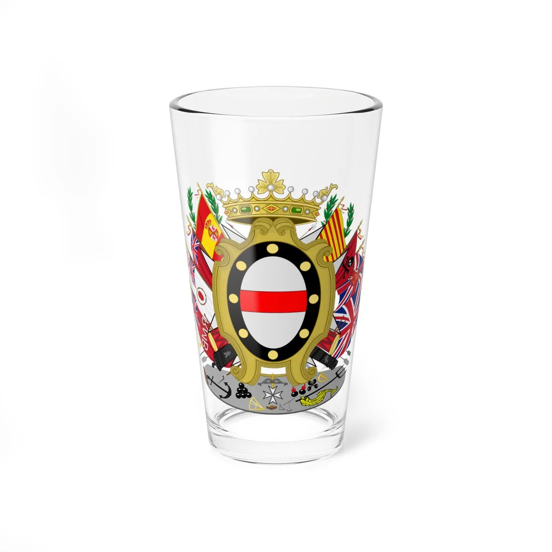 Coat of arms of Santiago de Liniers Count of Buenos Aires Viceroy of the Rio de la Plata (Equatorial Guinea) (Coat of Arms) Pint Glass 16oz 16oz - Go Mug Yourself