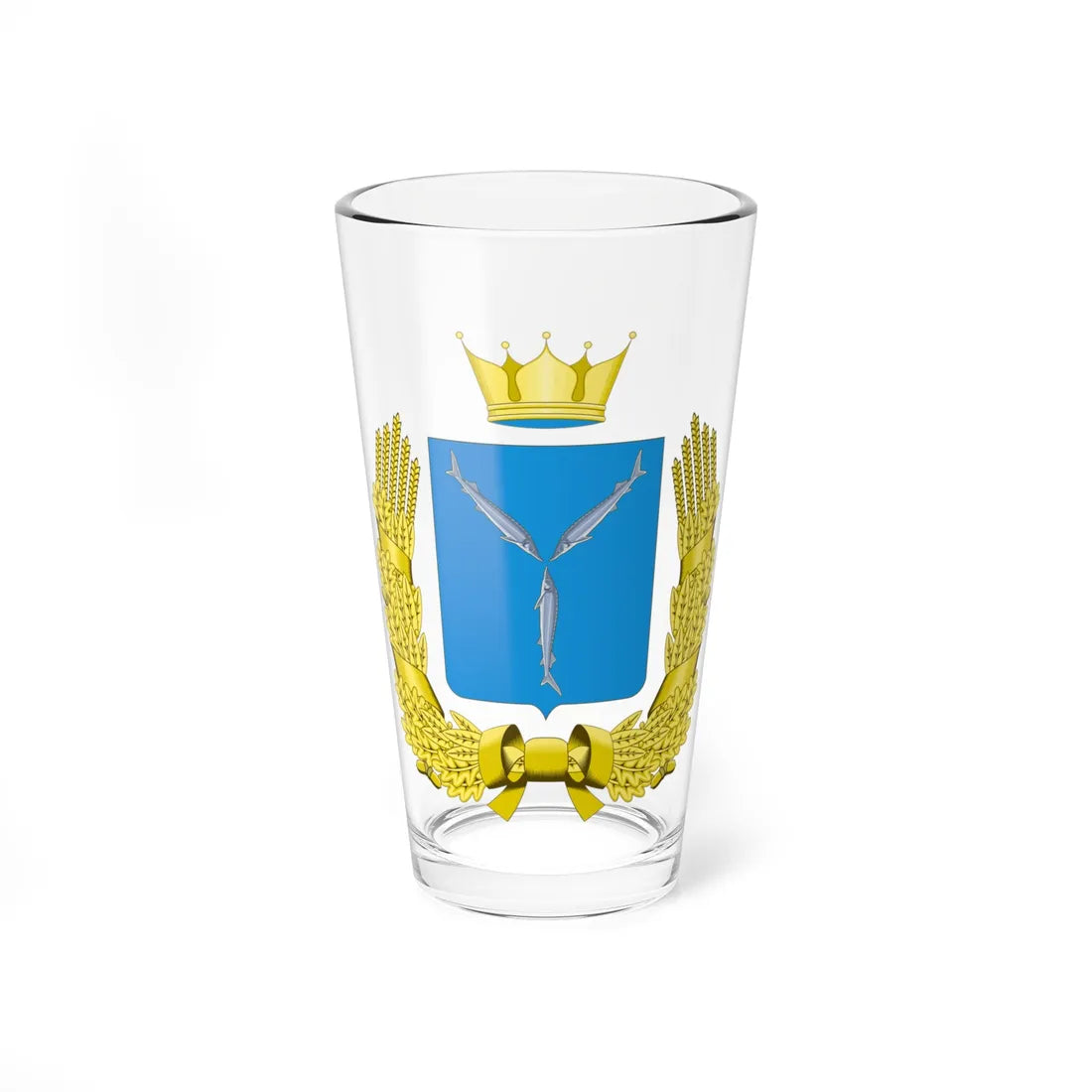 Coat of Arms of Saratov oblast with wreath (Russia) (Coat of Arms) Pint Glass 16oz 16oz - Go Mug Yourself