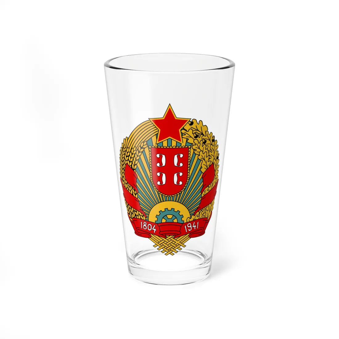 Coat of arms of Serbia 1947-2004 (Yugoslavia) (Coat of Arms) Pint Glass 16oz 16oz - Go Mug Yourself